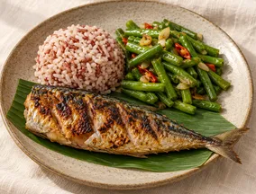 Ikan kembung bakar dan tumis buncis